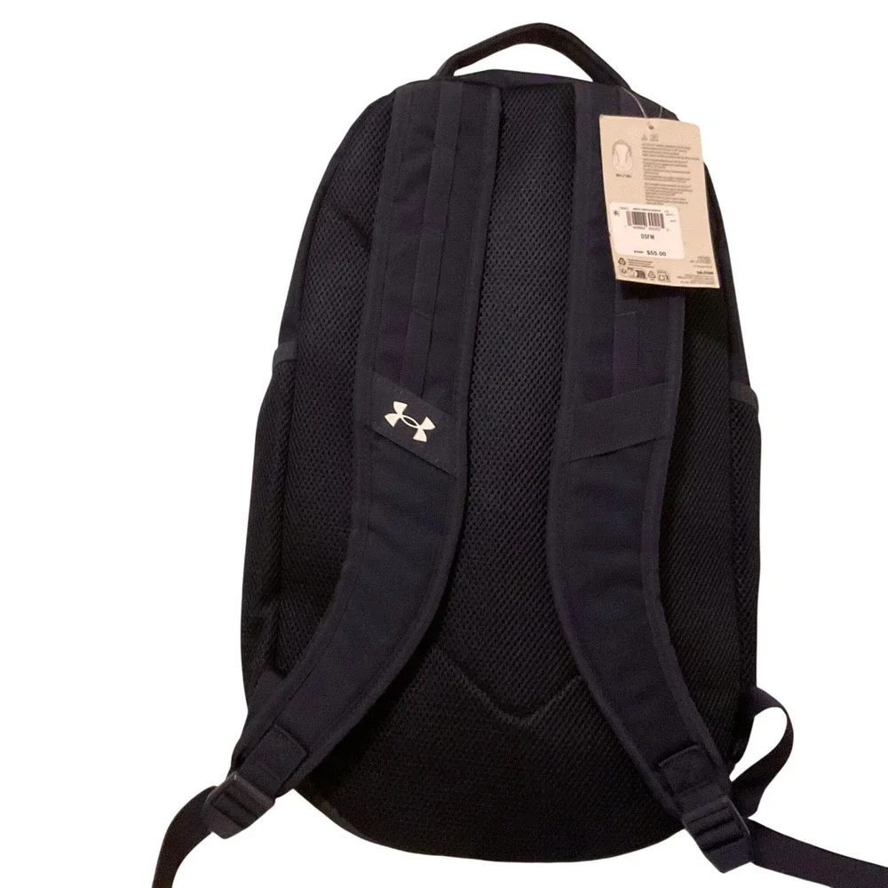 Under Armour Hustle 5.0 Backpack Navy Red‎ UA Storm Water Repellent Laptop